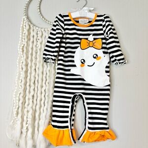 HALLOWEEN! 6-12m Marie Nicole Friendly Ghost Ruffle Romper 6-9m 9-12m